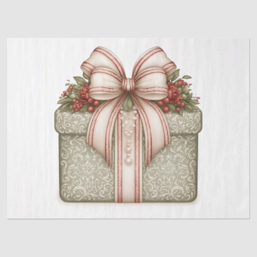 Groen Kerstcadeau Tissuepapier (Voorkant)