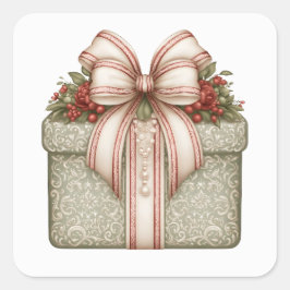 Groen Kerstcadeau Vierkante Sticker