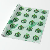 Groen kerstcadeaupapier cadeaupapier (Uitgerold)