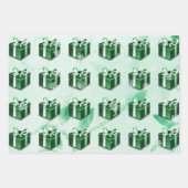 Groen kerstcadeaupapier inpakpapier vel (Voorkant 3)