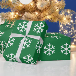 Groen kerstcadeaupapier met sneeuwvlokken cadeaupapier