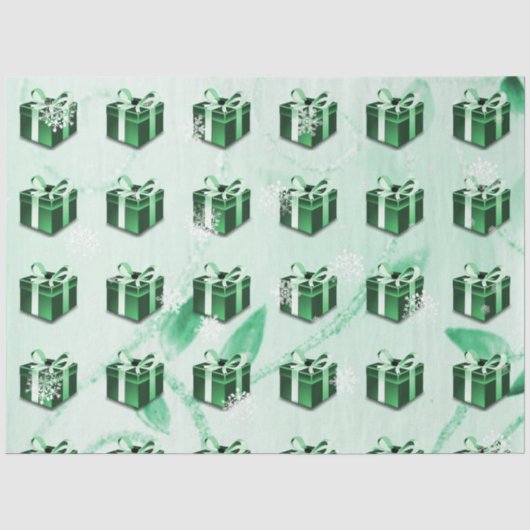 Groen kerstcadeaupapier tissuepapier (Voorkant)