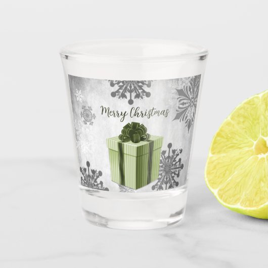 Groen kerstcadeautje Shot glass Shot Glas (Voorkant)