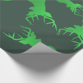 Groen kerstfeestpatroon voor rendieren cadeaupapier (Hoek)