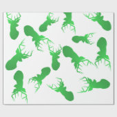 Groen kerstfeestpatroon voor rendieren cadeaupapier (Vlak)