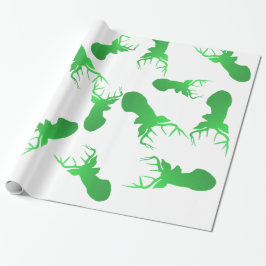 Groen kerstfeestpatroon voor rendieren cadeaupapier