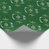 Groen kerstmason-parelpapier cadeaupapier (Hoek)