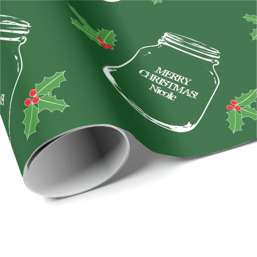 Groen kerstmason-parelpapier cadeaupapier (Rol Hoek)