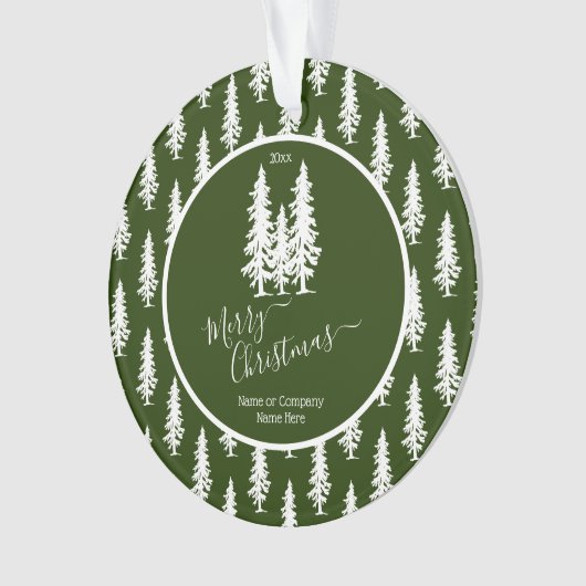 Groen | Kerstmis met witte sinaasappelbomen | Holi Ornament (voorkant)