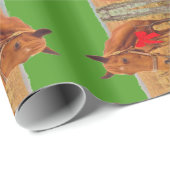 Groen :Kerstmis Paard met rode boog Cadeaupapier (Rol Hoek)