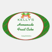 Groen Kerstmis voedseletiket Ovale Sticker (Voorkant)