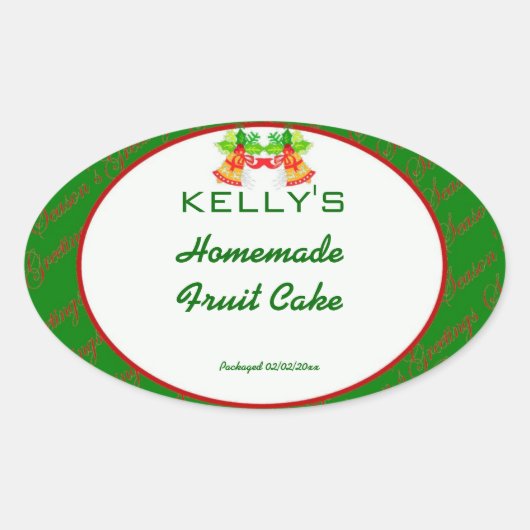 Groen Kerstmis voedseletiket Ovale Sticker (Voorkant)
