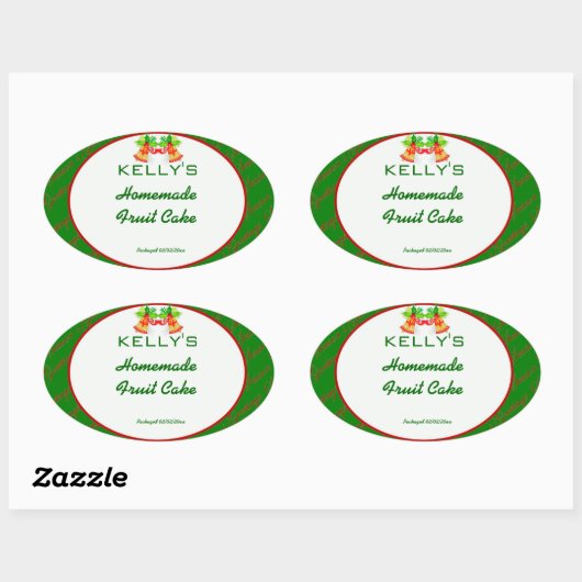 Groen Kerstmis voedseletiket Ovale Sticker (Vel)