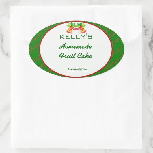 Groen Kerstmis voedseletiket Ovale Sticker (Tas)
