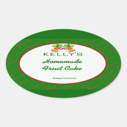 Groen Kerstmis voedseletiket Ovale Sticker