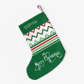 Groen Kerstmisontwerp Gepersonaliseerde Naam Klein Kleine Kerstsok (Achterkant (Hangend))