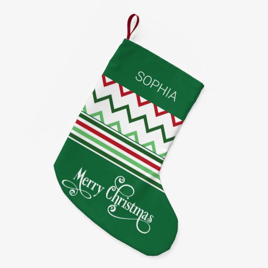 Groen Kerstmisontwerp Gepersonaliseerde Naam Klein Kleine Kerstsok (Voorkant (Hangend))