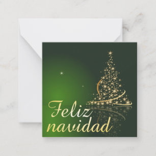 Groen kerstmotief met kerstboom. notitiekaartje