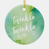 Groen Kerstornament met gepersonaliseerde foto Keramisch Ornament (Voorkant)