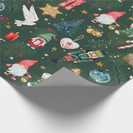 Groen kerstpapier cadeaupapier (Hoek)