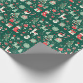 Groen kerstpapier cadeaupapier (Hoek)