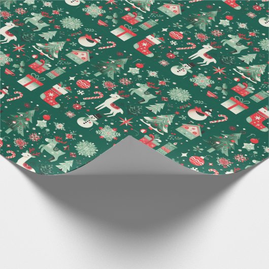 Groen kerstpapier cadeaupapier (Hoek)