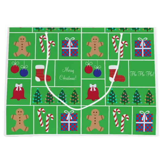 Groen kerstpatroon Grote cadeautas (Voorkant)