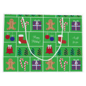 Groen kerstpatroon Grote cadeautas (Achterkant)