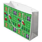 Groen kerstpatroon Grote cadeautas (Achterkant Gekanteld)