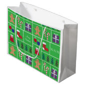 Groen kerstpatroon Grote cadeautas (Voorkant Gekanteld)