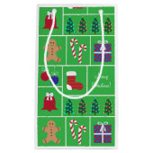 Groen kerstpatroon met kleine cadeautas (Voorkant)
