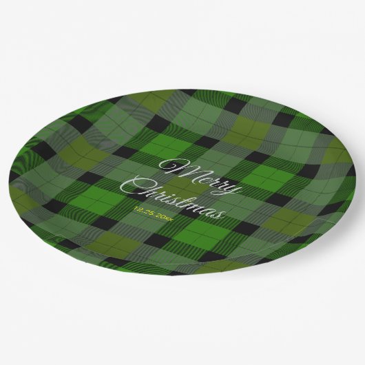 Groen kerstpatroon papieren bordje (Gekanteld)