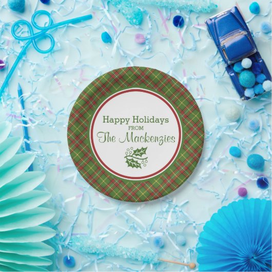 Groen kerstpatroon, speciaal aangepast papieren bordje (Feest)