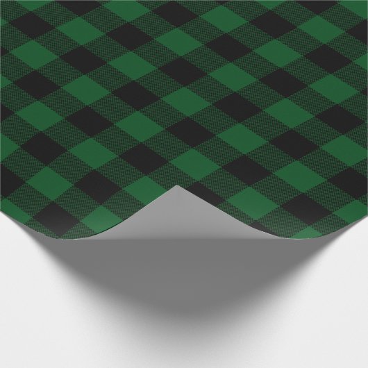 Groen kerstritssluitpapier met tartan cadeaupapier (Hoek)
