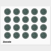 Groen kerstscript met mousserende lichten ronde sticker (Vel)