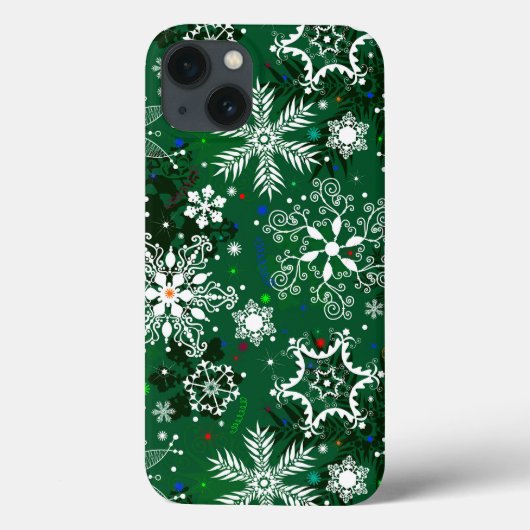 Groen kerstsneeuwvlokpatroon met tien taai xtreme Case-Mate iPhone case (Achterkant)