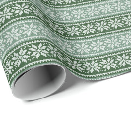 Groen kerstsnowflake Ugly Sweater Cadeaupapier