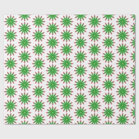 Groen kerstsnowflakes cadeaupapier (Vlak)