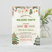 Groen Kerstversiering Vakantiefeest Kaart (Staand voorkant)