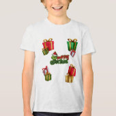 Groen Kerstwezen met Geschenkdozen Tri-Blend Shirt (Voorkant)