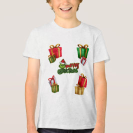 Groen Kerstwezen met Geschenkdozen Tri-Blend Shirt