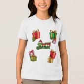 Groen Kerstwezen met Geschenkdozen Tri-Blend Shirt (Voorkant)