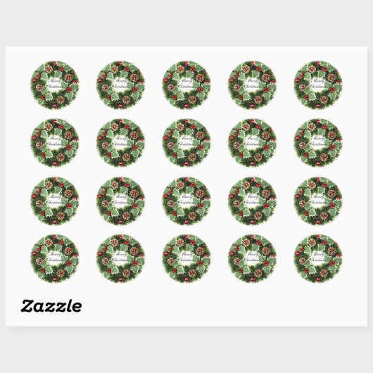 Groen kerstworstel ronde sticker (Vel)