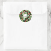Groen kerstworstel ronde sticker (Tas)