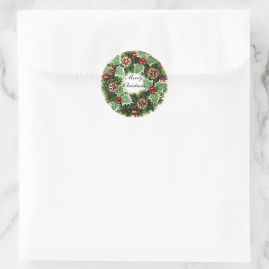 Groen kerstworstel ronde sticker (Tas)