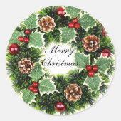 Groen kerstworstel ronde sticker (Voorkant)