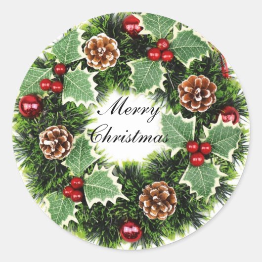 Groen kerstworstel ronde sticker (Voorkant)