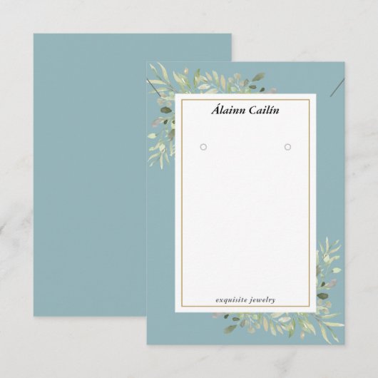 Groen Ketting Oorbellen Sieraden Display Kaart (Voorkant / Achterkant)