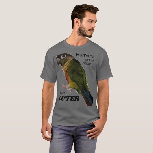 Groen keurig ontwerp Conure paraket T-shirt (Voorkant volledig)