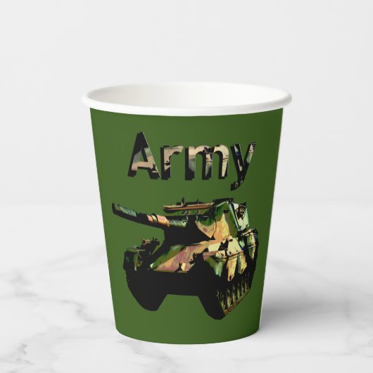 Groen Khaki Legerketank, papieren kopjes Papieren Bekers (Achterkant)